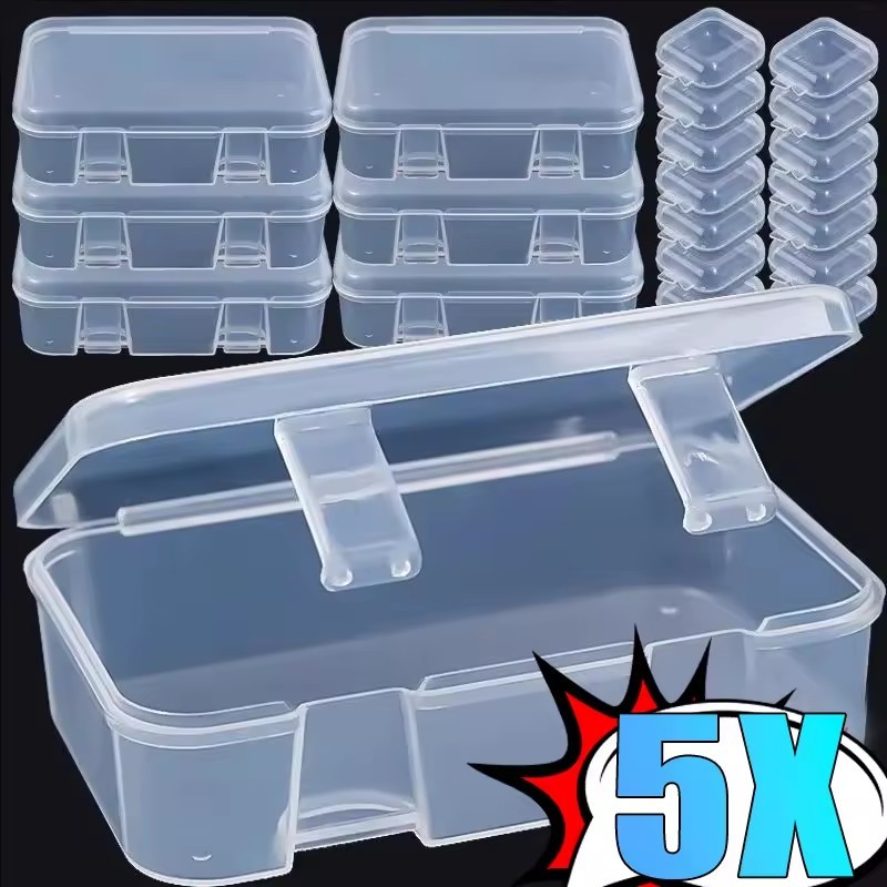 กล่องเครื่องประดับที่เก็บต่างหูสี่เหลี่ยมผืนผ้า 1/3/5 ชิ้น / กล่องแสดงวัตถุขนาดเล็ก / ภาชนะฮาร์ดแวร์ใส