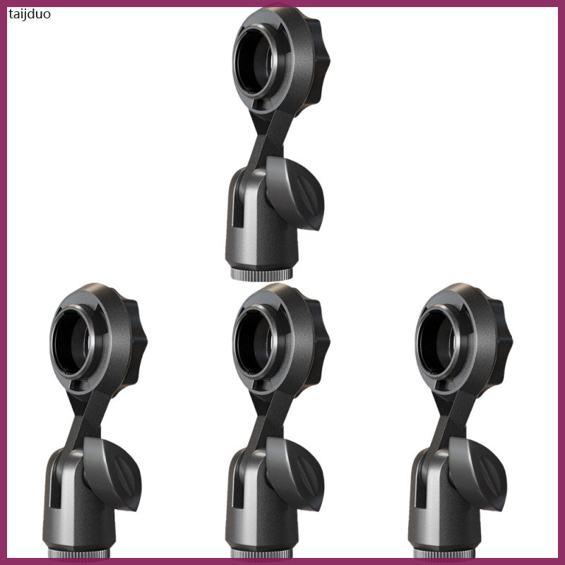 4 ชิ้น Mic Holder Clamp Stand คลิปไมโครโฟนแปลงวงเล็บ 9x4 ซม.พลาสติกสีดํา taijduo