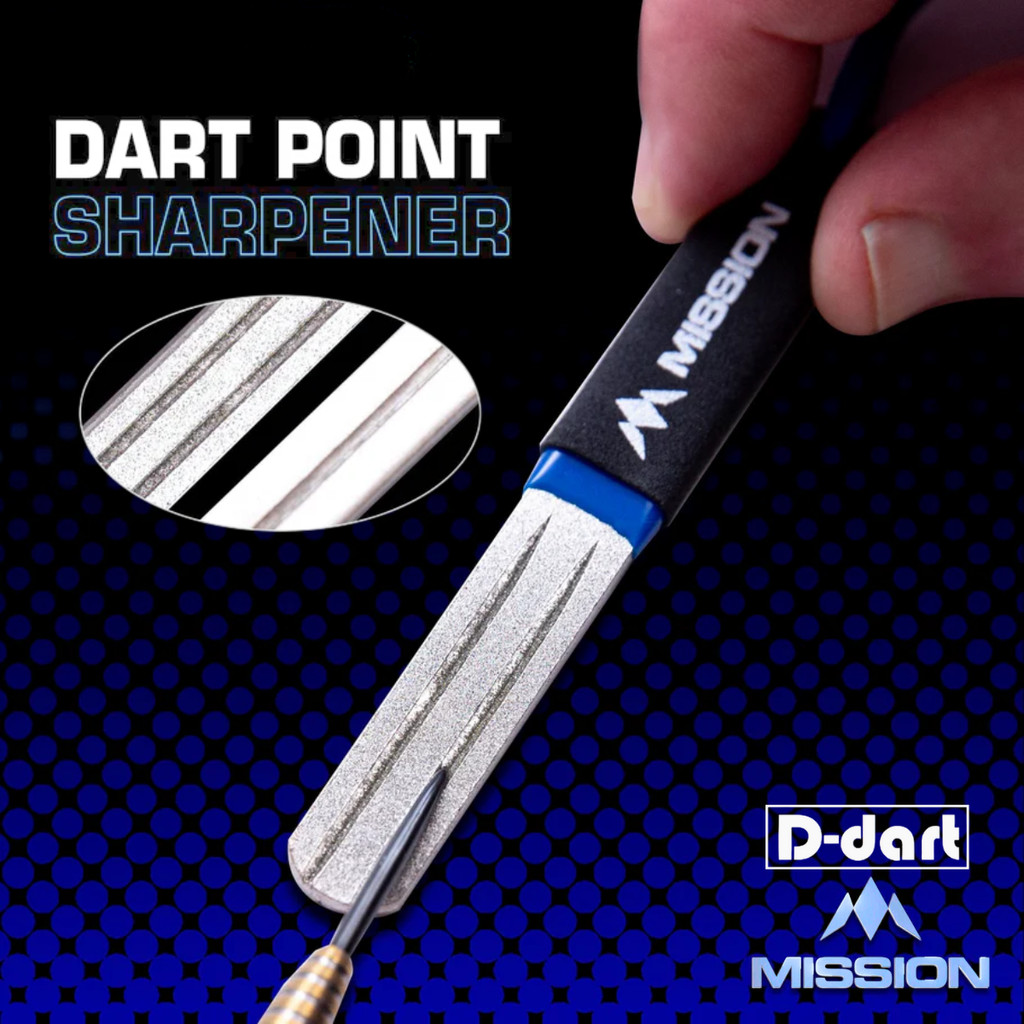 Mission Dart Sharpener - DIAMOND BLUE Dart Point Sharpening kit Large with Duo Groove Duo sided