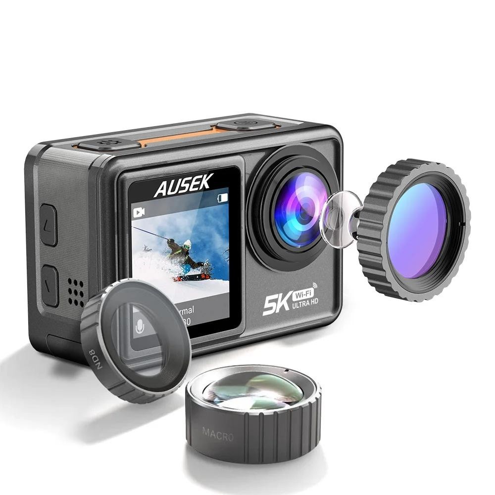 AT-S81TR Ausek 6 เลนส์ Wifi กันน้ําวิดีโอ Go Pro กล้องกีฬา Action กล้อง 5 K 60fps EIS Action กล้องสํ