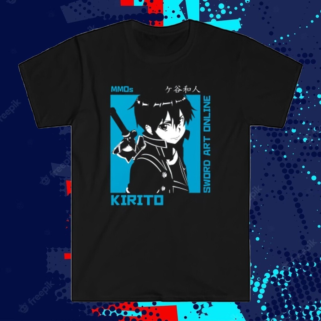 Sword Art Online Sao Kirito เสื้อยืดผู้ชายสีดํา