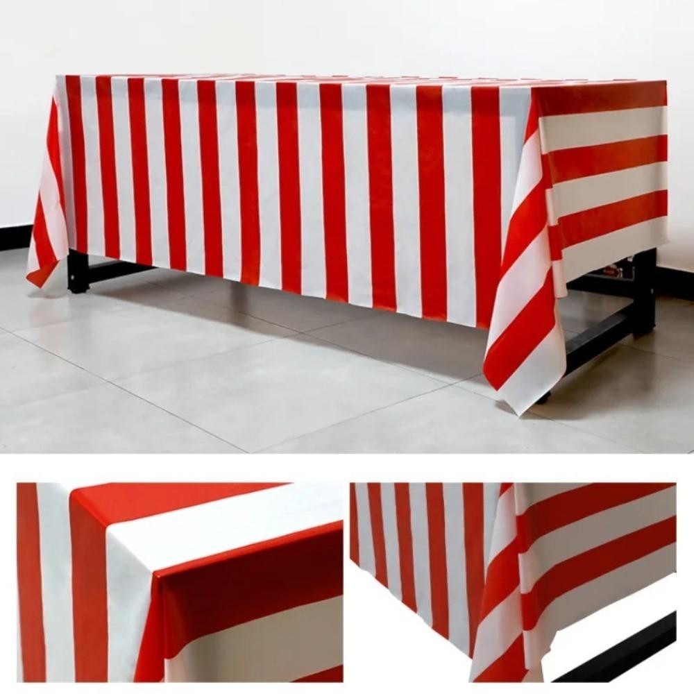 ผ้าปูโต๊ะปาร์ตี้ REPKG, เสื่อแถบผ้าละครสัตว์ลายทางสีแดงและสีขาววันเกิด, การตั้งค่าโต๊ะปิคนิคคริสต์มาส - รูปที่ 7