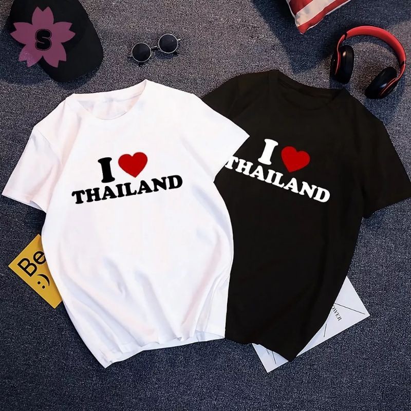 HOT {Can Pay On The Site} เสื้อยืด พิมพ์ลาย I LOVE THAILAND สําหรับผู้ชาย และผู้หญิงS-5XLการจัดส่งที่รวดเร็ว
