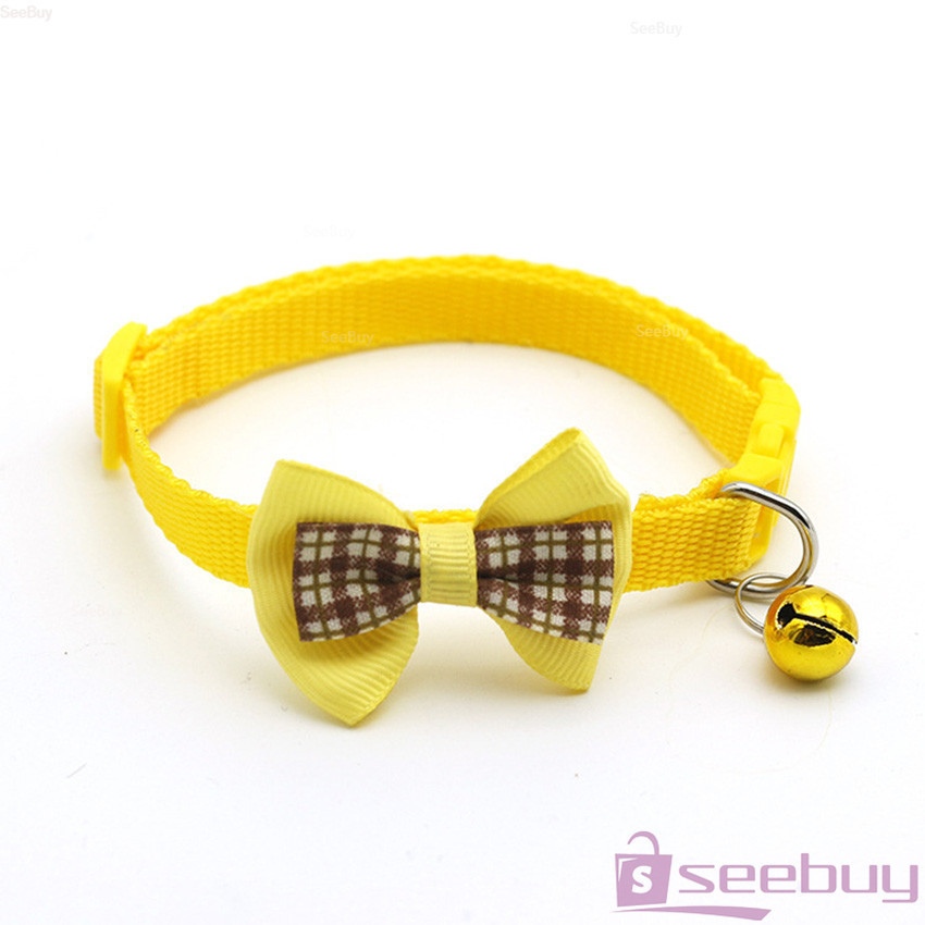 SUY ปลอกคอโบว์น่ารัก + กระดิ่ง เลือกสีได้ สายปรับได้ยาว Pet Collar ราคา ถูกที่สุด ดีลบีเคเค แกลเลอรีภาพที่ 4