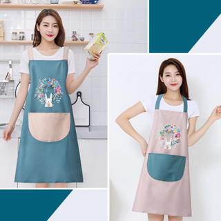 ผ้ากันเปื้อน สำหรับทำอาหาร มีกระเป๋าด้านหน้า ป้องกันน้ำ และน…