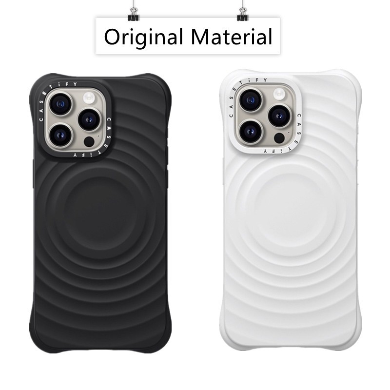 Magnetic CASETI Ripple Case For iPhone 15 14 13 Pro 15Pro Max impact Hard Liquid Silicone Cover