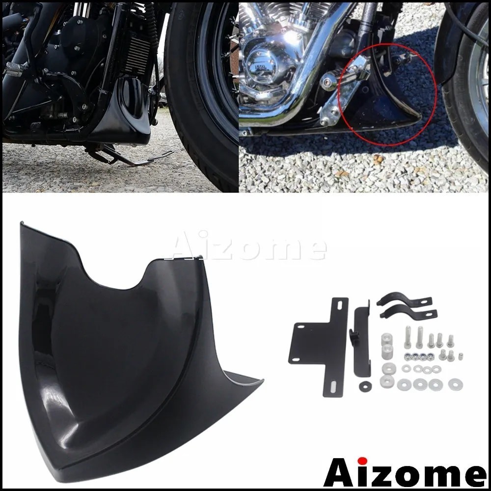 AI Motorcycle Front Chin Fairing Spoiler Air Dam Chin Mudguard For 04-17 Harley Sportster Dyna Fatboy Softail V-ROD Tour