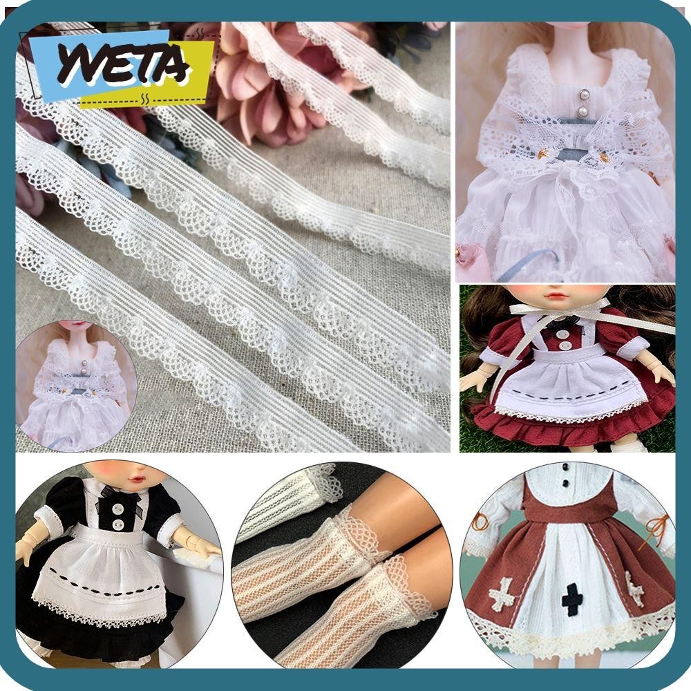 Yveta ถุงน่องผ้าลูกไม้ สีขาว สําหรับตกแต่งตุ๊กตา DIY