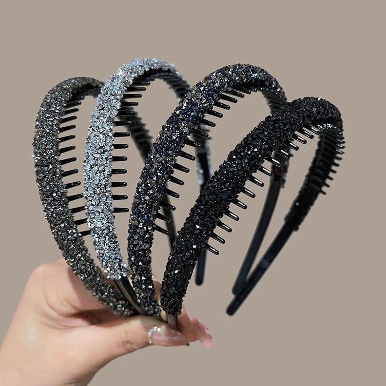 เครื่องมือจัดผมพร้อมแถบคาดศีรษะ เพชร มัดผมได้แน่น เหมาะสำหรับการแต่งหน้าและสวมแมสก์