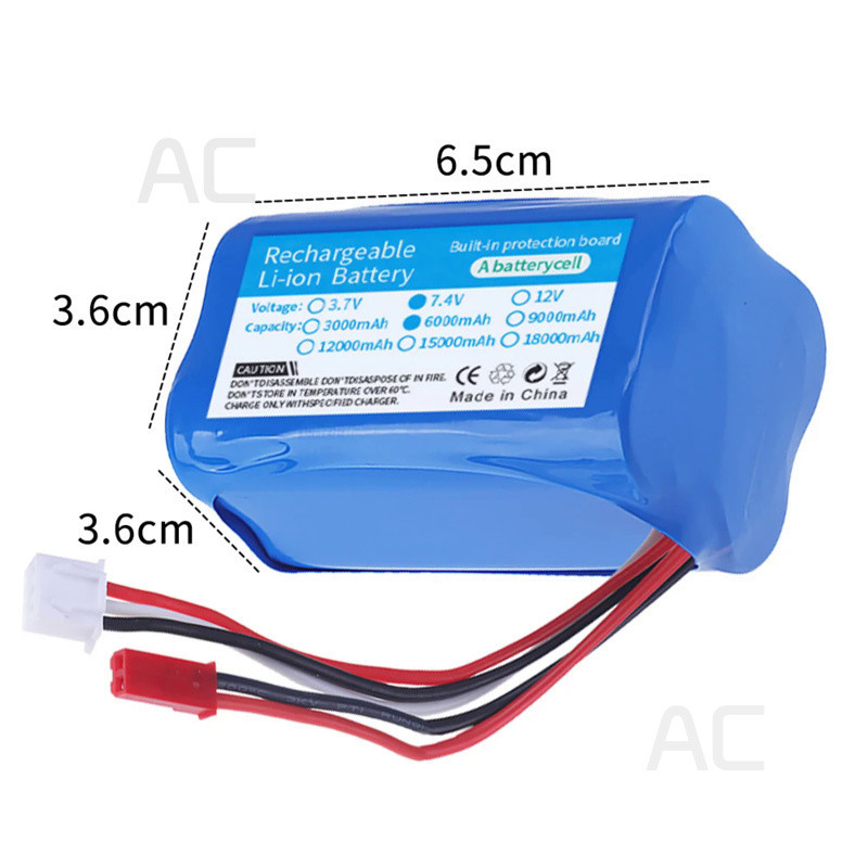 AC 7.4V 6000mAh Rechargable Battery for HuanQi 957/948/848B/827B/823/955/956/957/948 MJX F45/T55 RC 
