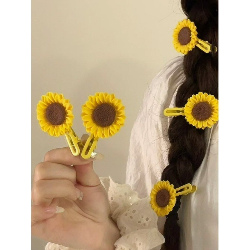 1 ชิ ้ นดอกทานตะวัน Hairpin Duckbill คลิปผม Bangs Headwear อุปกรณ ์ เสริมสาวน ่ ารัก ราคา ถูกที่สุด ดีลบีเคเค แกลเลอรีภาพที่ 2