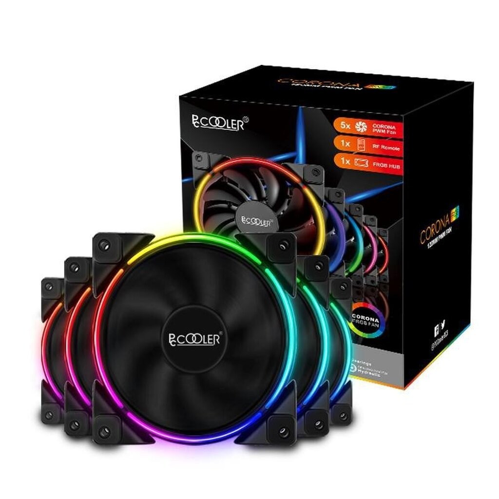 PcCooler CORONA FRGB 120mm PWM Fan Case ARGB - Double-sided with controller #Pc cooler