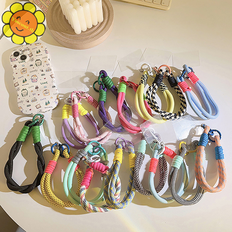 Yescont น ่ ารัก Candy สีโทรศัพท ์ มือถือสายสั ้ น Anti-lost Lanyard Chain เครื ่ องประดับโทรศัพท ์ สายรัดข ้ อมือแขวนเชือกอุปกรณ ์ เสริม TH