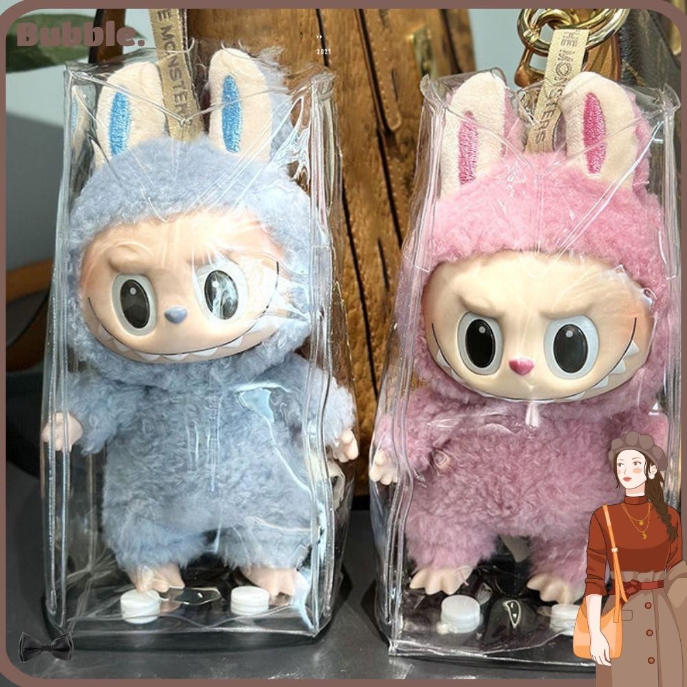 ฟอง ลาบูบู กระเป๋ากลางแจ้ง,กระเป๋าโชว์ตุ๊กตาใสกันฝุ่น,พวงกุญแจแฟชั่นปุ่มสแน็ป17ซมตุ๊กตาถุงเก็บของเล่น