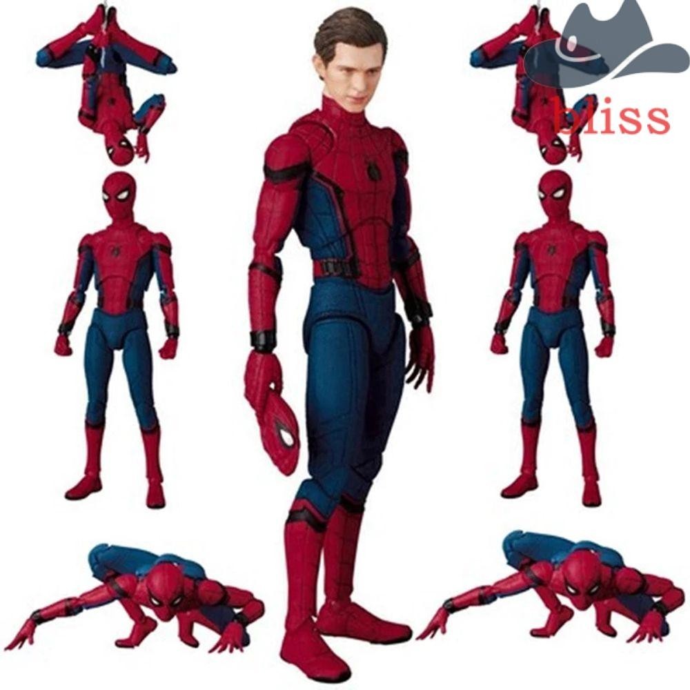 Bliss Spiderman Action Figure ของขวัญคริสต ์ มาสรูปปั ้ นเปลี ่ ยน Face Tom Holland Marvel ของเล ่ น Spiderman Homecoming