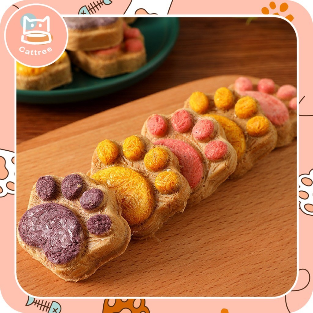 ขนมแมว คุ้กกี้แมว แบบคละ บิสกิตแมว ขนาด5.5กรัม ลายกรงเล็บ