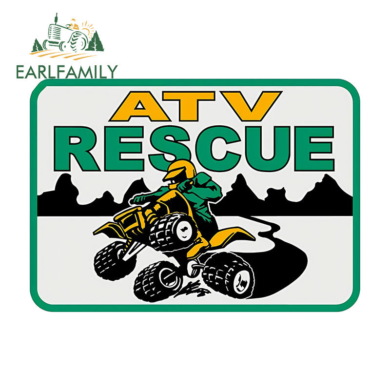 Earlfamily 13 ซม. x 9.2 ซม.รถ ATV Rescue สติกเกอร ์ ศิลปะ Amusing Occlusion Scratch คอมพิวเตอร ์ Cooler Racing Drifting DIY Decal Dashing ป ้ ายรถ