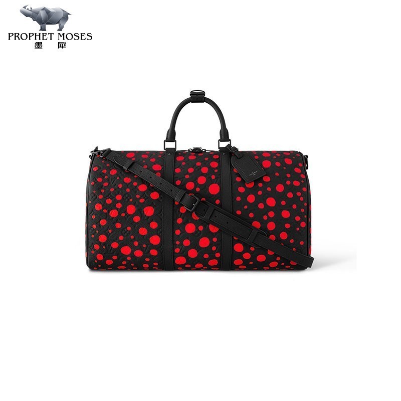 Louis Vuitton/Louis Vuitton 2023 New Men's LV X YK KEEPALL 50 Wave Point Monogram Old Flower Leather Travel Bag Handbag