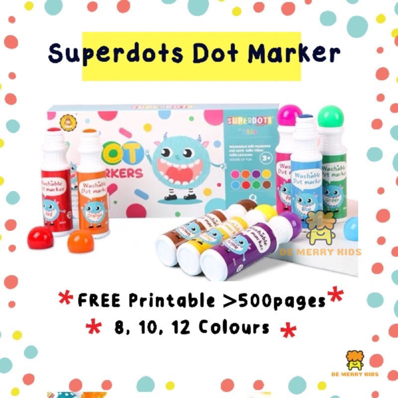 Dot Marker Do-A-Dot Art Washable Dot Marker Set ฟรีพิมพ ์ 8/10/12 สี Dot Dot ปากกา