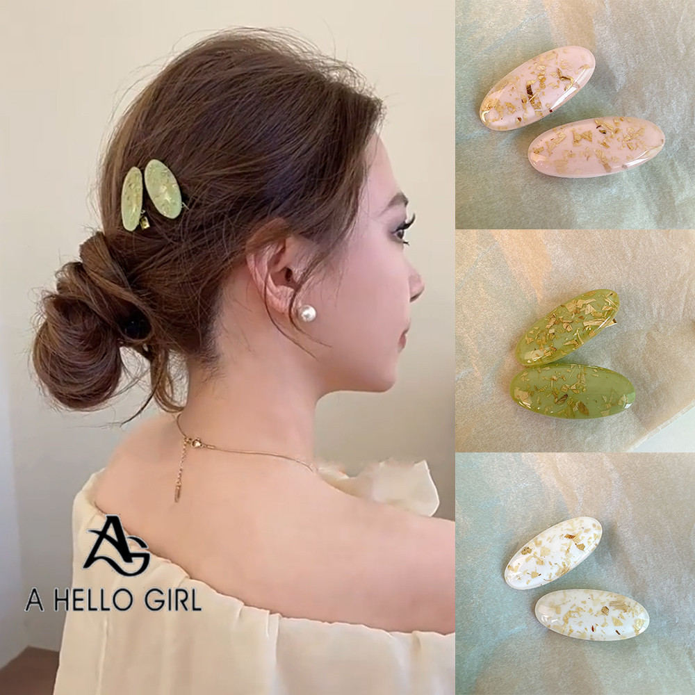 ใหม่ Little Fresh and Clever Dopamine เป็ดวงรีสีออกบิล Bang Fragmented Hair Side Clip A HELLO GIRL 1/2 ชิ้น