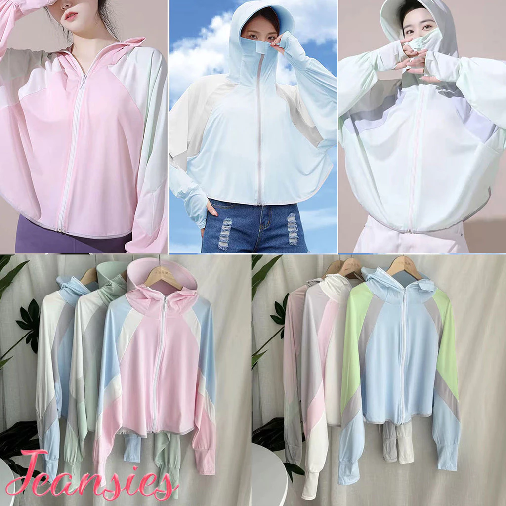 เสื้อกันแดดผู้หญิง ฤดูร้อน ป้องกันรังสี UV ผ้าคลุมไหล่ ไอซ์ไลน์ ระบายอากาศ แบบบางเบา สำหรับการขี่จักรยาน