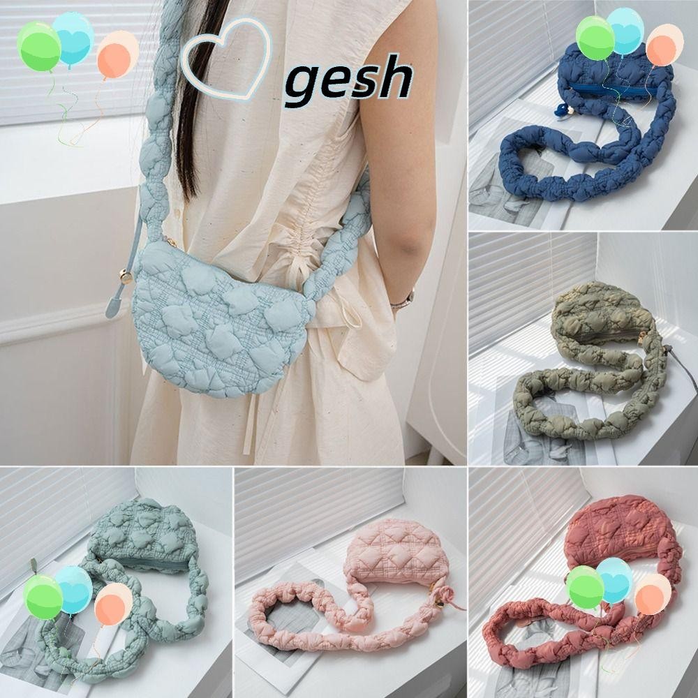 Gesh1 Messenger Bag, Cloud Bubbles Quilted Shoulder Bag, Simple Pleated Solid Color Travel Bag Women Girls