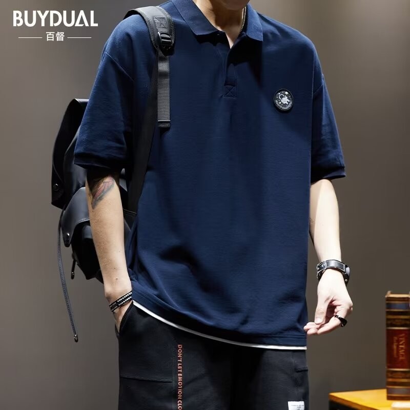M-8xl แฟชั ่ นเสื ้ อโปโลผู ้ ชาย Plus ขนาด T เสื ้ อหลวม Causal แขนสั ้ น Oversize Top