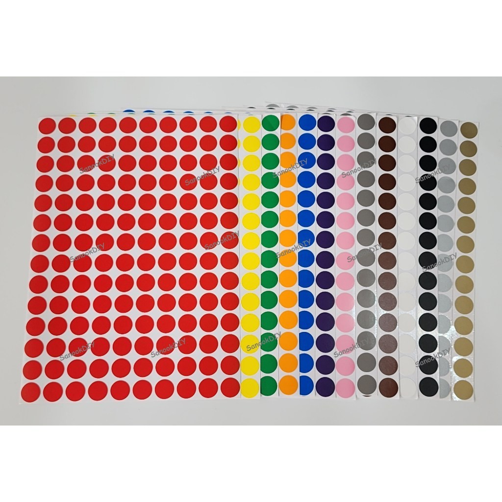 สติ๊กเกอร์วงกลม PVC กันน้ำ ขนาด 2.5cm, 1.9cm, 1.3cm พร้อมส่ง