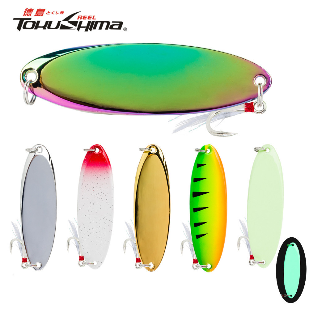1pc 7.8 ซม./40g ตกปลา Jig ช้อน 5-40g Luminous Casting Lures Sinking Sequins Lures Hard โลหะ Spinner เหยื่อ 6 สี Swimbait สําหรับปลาแซลมอนเบส