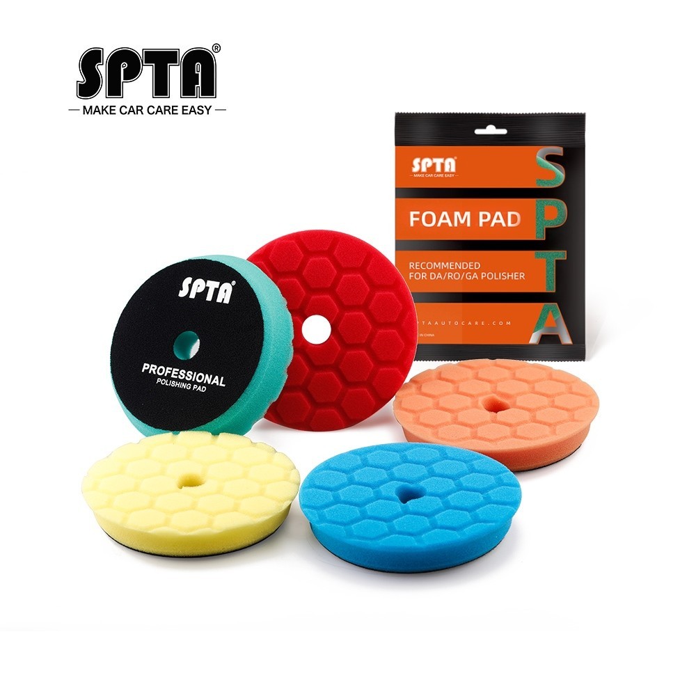 SPTA 1Pc/2Pcs/5Pcs 3"(80mm)/5"(125mm)/6"(150mm) Hex Logic Car Buffing Polishing Pads For DA/RO Car P