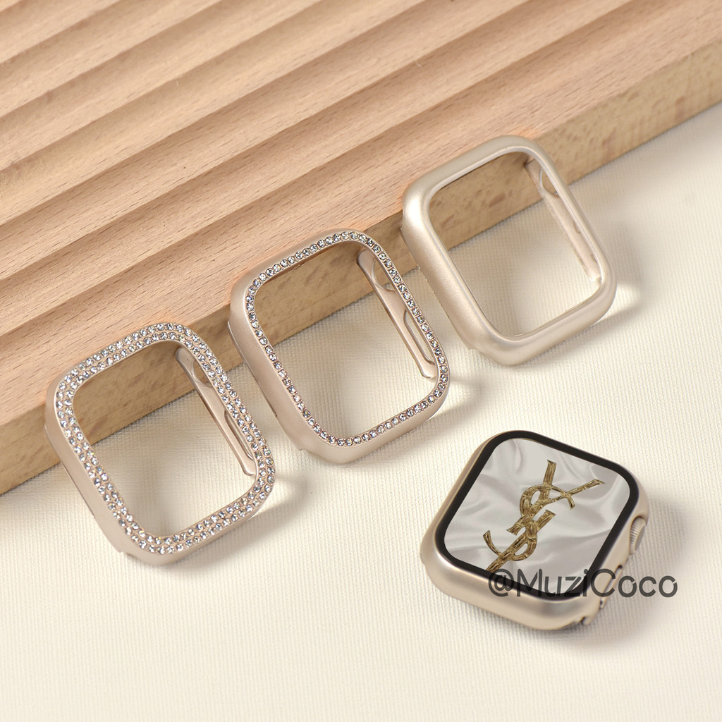 Hard PC Starlight สําหรับ Apple Watch กรณี 41 มม.45 มม.S9 7 8 6 5 42 มม.38 มม.3 SE 40 มม.44 มม.กันชนสําหรับ iwatch กรณี 49 มม.