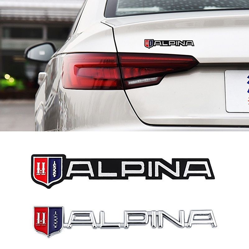 โลโก้รถ BMW Alpina Alpina จีนสุทธิโลโก้รถหางโลโก้ด้านหลัง ALPINA โลหะสติกเกอร์รถดัดแปลงสติกเกอร์ตกแต