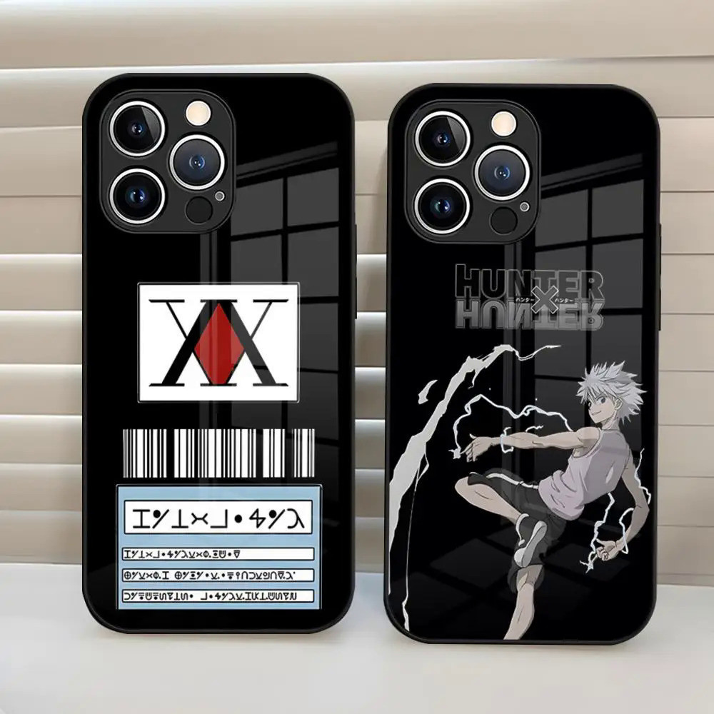 BK-1 Hxh Hunter x Hunterใบอนุญาตเคสโทรศัพท์กระจกนิรภัยปกหลังสําหรับiPhone 17,15 Pro Max 14 Pro 12 11 13 Mini X XR XS 8 7 Plus SE 0728