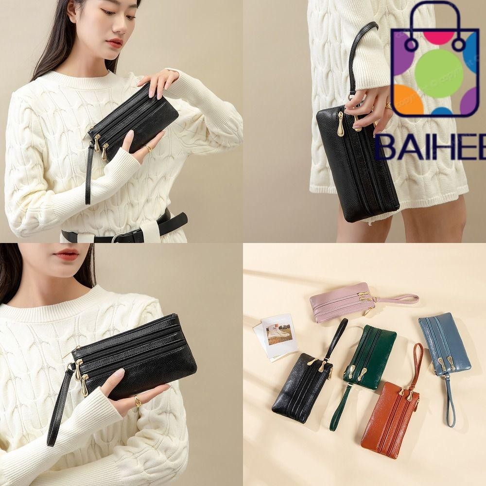 Baihee บัตรเครดิต Holoder, PU หนังทนต ่ อการสึกหรอเงินเหรียญกระเป ๋ าซิปทนทานพร ้ อมสายคล ้ องกระเป ๋ าถือกันน ้ ําผู ้ หญิง