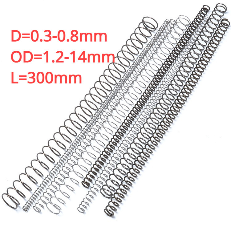 【 Ymh1】สปริงกด-สปริงดัน  สแตนเลส 304 ขนาด（เส้นผ่าศูนย์กลางลวด:0.3-0.8mm，OD:1.2-14mm  ความยาว:300mm）compression spring SUS304