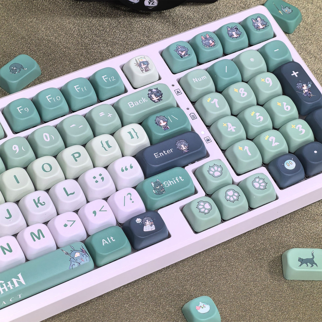 Genshin Impact Xiao Barbatos Ke Qing Keycap MOA โปรไฟล์ Five-side Sublimation Mechanical Keycaps Wanderer Furina แมวน่ารัก Paw การ์ตูน Genshin Keycap