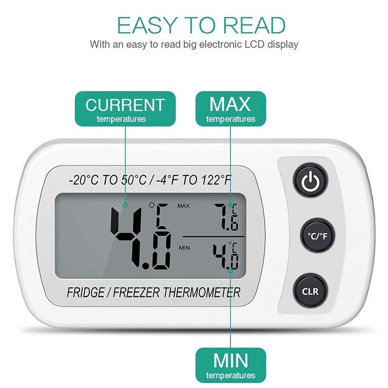Waterproof IPX3 Digital Thermometer LCD Digital Screen Precision Refrigerator Thermometer Fridge Freezer With Adjustable