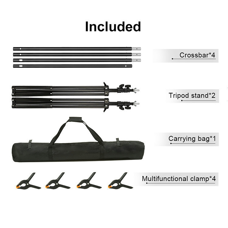 2x3m/2x2m/2.8x3m Photography Background Support Tripod System Kit Photo Studio Backdrop Stand with Clips & Carrying Bag - รูปที่ 7