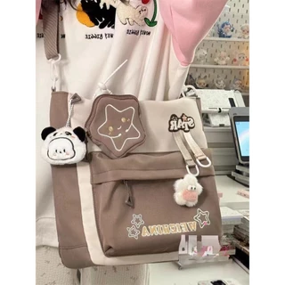 น่ารัก Star Messenger Bag Girl Tote Bag Female High School Junior High School Student Tutorial Class Bag Large Capacity Shou