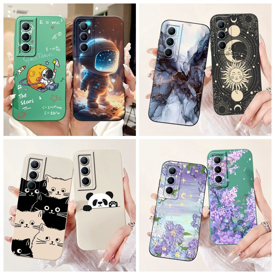 สําหรับ Realme C65 4G Casing 2024 ยอดนิยมหินอ ่ อนนักบินอวกาศ Matte ซิลิโคนกล ้ องเลนส ์ Protector สําหรับ RealmeC65 4G กันชน