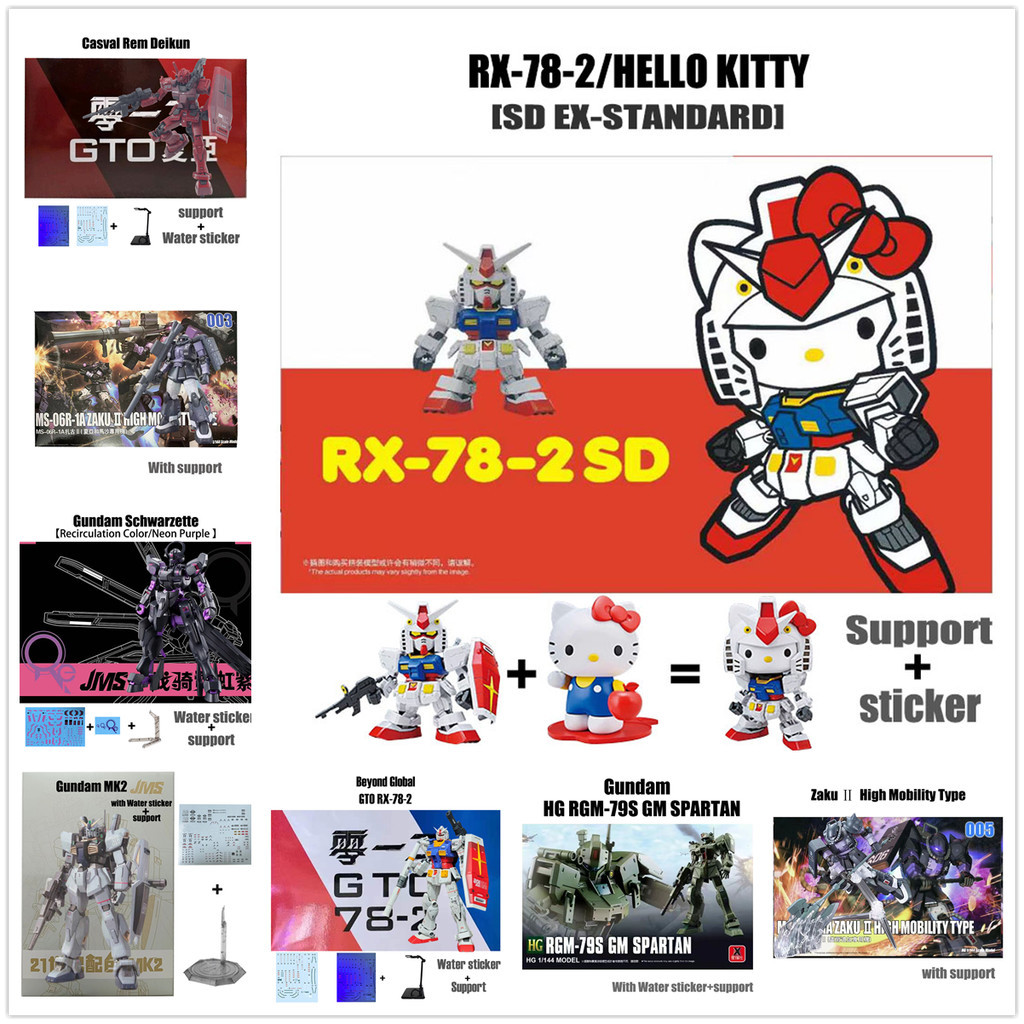 กันดั้ม SD Hello Kitty RX-78-2 HG RGM-79S GM Spartan Casval Rem Deikun Psycho Zaku II Schwarzette Un