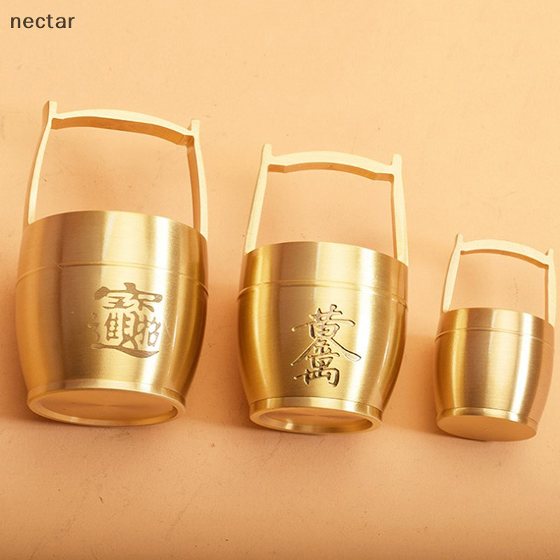 Tar ถังทองเหลืองบริสุทธิ์ของเครื่องประดับทองไม่มี Ingot Lucky Fortune Craft Feng Shui เครื่องประดับบ้านเดสก์ท็อปตกแต่งของขวัญ N