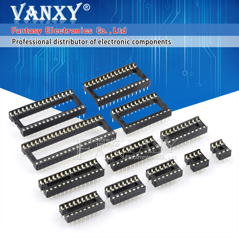 10pcs IC ซ็อกเก็ต DIP6 DIP8 DIP14 DIP16 DIP18 DIP20 DIP28 DIP40 พินเชื่อมต่อ DIP ซ็อกเก็ต 6 8 14 16 18 20 24 28 40 พินอิเล็กทรอนิกส์ component
