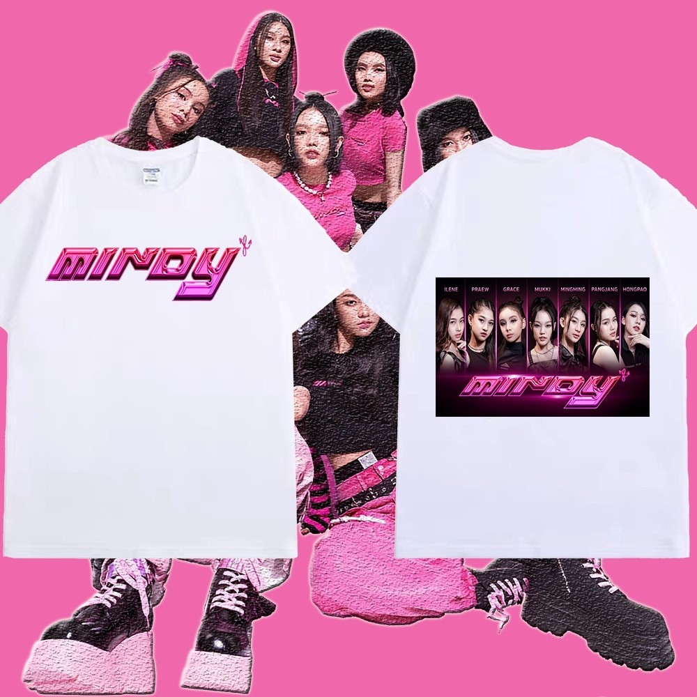 เสื้อวง Mindy Casual เสื้อพิมพ์ลาย Girl Group Shirt Round Neck ผ้าบาง ระบายอากาศได้ S-5XL （H O เครื่