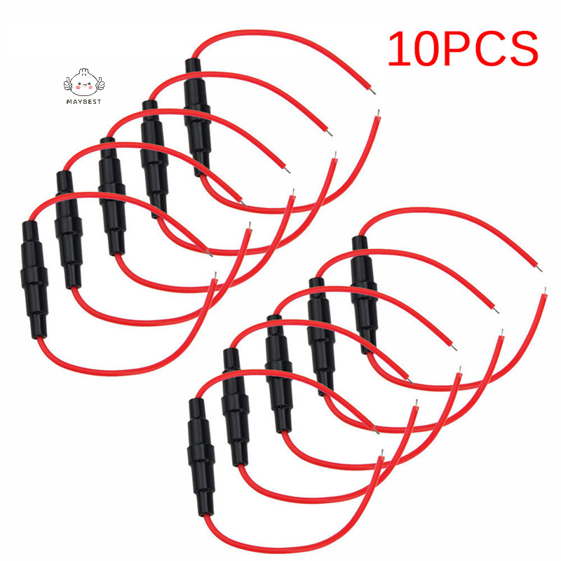{maybest} 10 PCS 5x20mm Fuse Holder Case In-Line Screw Type With Wire Cable Stock {TH}