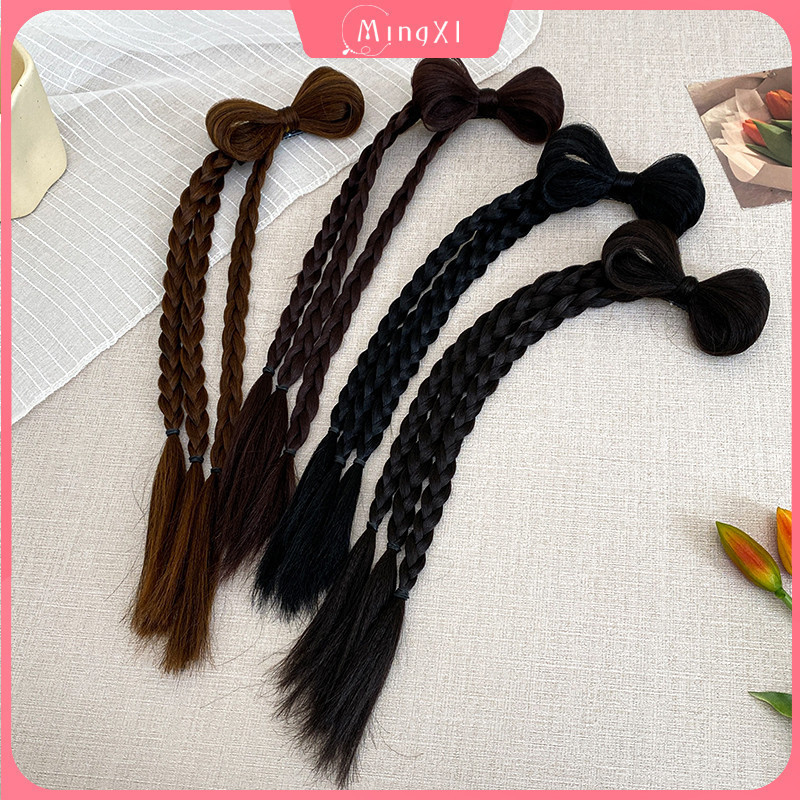 Y2k Millennial Hot Girl Bow วิกผมผู้หญิงหางม้าคู่ Twist Braid Duckbill คลิปอารมณ์แฟชั่นอุปกรณ์เสริมผม