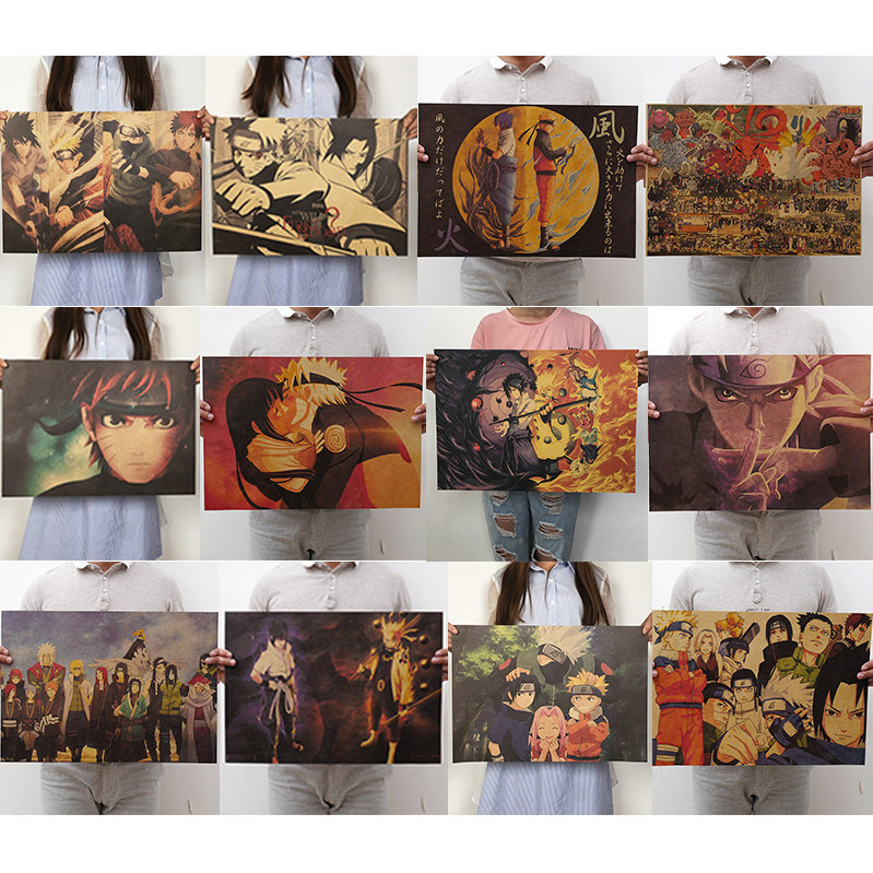คลาสสิกอะนิเมะ Naruto โปสเตอร ์ Retro สติ ๊ กเกอร ์ ติดผนัง Self-กาววอลล ์ เปเปอร ์ สําหรับตกแต ่ งบาร ์ หอพัก
