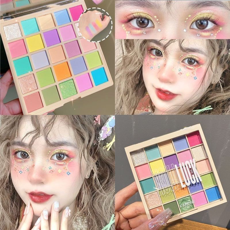 K 'APEINE พาเลทอายแชโดว์ 25สี แมท ประกายชิมเมอร์ สีสวย ติดทน กันน้ำ อายแชโดว์ สําหรับผู้เริ่มต้น