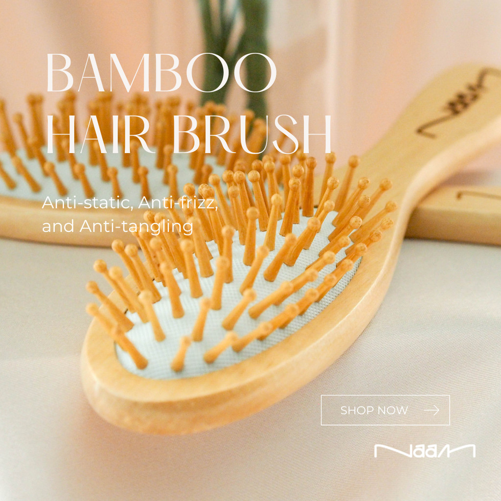 Naam Bamboo Hair Brush สําหรับผม Frizz-Free ไม่พันกัน