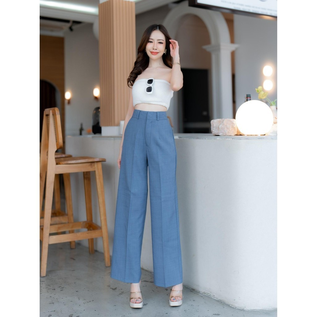 G92 กางเกงขากระบอกกลาง ตะขอหน้า ผ้าฟอร์ร่า เอวสูง - รูปที่ 2